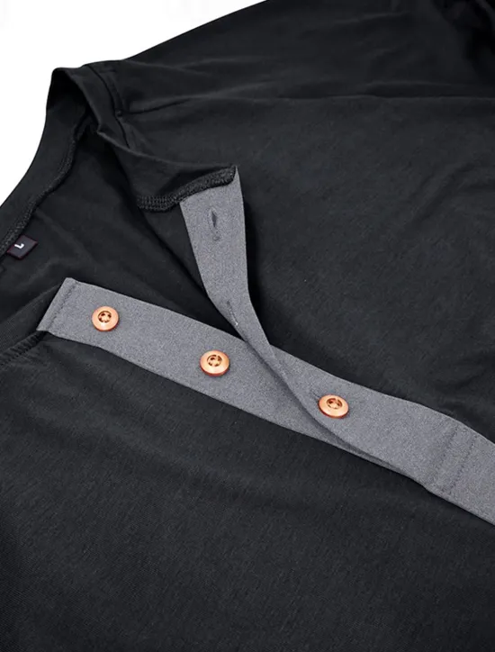 Outlet OUKU Men's Henley Shirt Tee Top Long Sleeve Shirt Plain Henley Street Vacation Long Sleeve Vintage Style Clothing Apparel Fashion Designer Basic