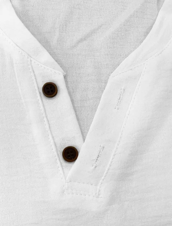 Discount OUKU Men's Henley Shirt Tee Top Plain Henley Street Vacation Short Sleeve Button-Down Clothing Apparel Designer Basic Modern Contemporary