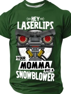 Outlet OUKU Men's Hey Laserlips Your Momma Was A Snowblower Funny Slang T Shirt Short Sleeve T shirt 3D Print Crew Neck Shirt Daily Basic Casual Street Casual Black Red Blue Summer Spring Clothing Apparel