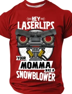 Outlet OUKU Men's Hey Laserlips Your Momma Was A Snowblower Funny Slang T Shirt Short Sleeve T shirt 3D Print Crew Neck Shirt Daily Basic Casual Street Casual Black Red Blue Summer Spring Clothing Apparel