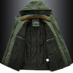 OUKU Men's Hiking Fleece Jacket Winter Jacket Thick Warm Hooded Parka Military Windbreaker Outdoor Detachable Cap Black Trench Coat Outerwear Hunting Ski Snowboard Camping Caving Army Green Khaki Blue