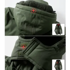 OUKU Men's Hiking Fleece Jacket Winter Jacket Thick Warm Hooded Parka Military Windbreaker Outdoor Detachable Cap Black Trench Coat Outerwear Hunting Ski Snowboard Camping Caving Army Green Khaki Blue