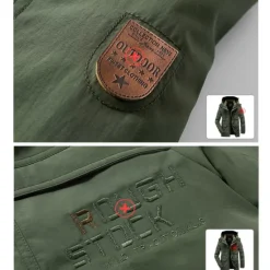 OUKU Men's Hiking Fleece Jacket Winter Jacket Thick Warm Hooded Parka Military Windbreaker Outdoor Detachable Cap Black Trench Coat Outerwear Hunting Ski Snowboard Camping Caving Army Green Khaki Blue