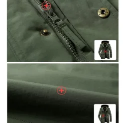 OUKU Men's Hiking Fleece Jacket Winter Jacket Thick Warm Hooded Parka Military Windbreaker Outdoor Detachable Cap Black Trench Coat Outerwear Hunting Ski Snowboard Camping Caving Army Green Khaki Blue