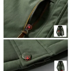 OUKU Men's Hiking Fleece Jacket Winter Jacket Thick Warm Hooded Parka Military Windbreaker Outdoor Detachable Cap Black Trench Coat Outerwear Hunting Ski Snowboard Camping Caving Army Green Khaki Blue