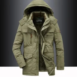 Outlet OUKU Men's Hiking Fleece Jacket Winter Jacket Thick Warm Hooded Parka Military Windbreaker Outdoor Detachable Cap Black Trench Coat Outerwear Hunting Ski Snowboard Camping Caving Army Green Khaki Blue