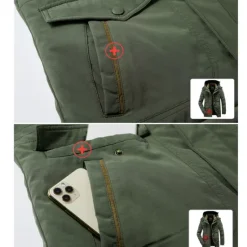 Outlet OUKU Men's Hiking Fleece Jacket Winter Jacket Thick Warm Hooded Parka Military Windbreaker Outdoor Detachable Cap Black Trench Coat Outerwear Hunting Ski Snowboard Camping Caving Army Green Khaki Blue