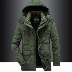 Outlet OUKU Men's Hiking Fleece Jacket Winter Jacket Thick Warm Hooded Parka Military Windbreaker Outdoor Detachable Cap Black Trench Coat Outerwear Hunting Ski Snowboard Camping Caving Army Green Khaki Blue