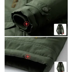 Outlet OUKU Men's Hiking Fleece Jacket Winter Jacket Thick Warm Hooded Parka Military Windbreaker Outdoor Detachable Cap Black Trench Coat Outerwear Hunting Ski Snowboard Camping Caving Army Green Khaki Blue