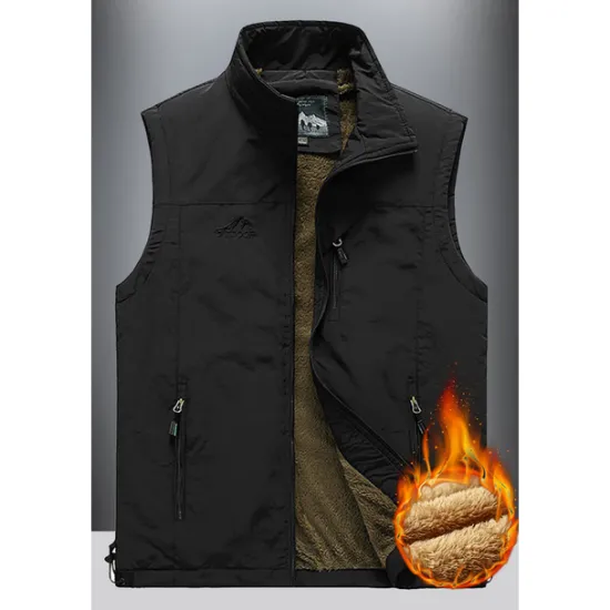 Discount OUKU Men's Hiking Fleece Vest Sleeveless Vest / Gilet Top Outdoor Thermal Warm Windproof Comfort Breathable Winter Summer Sporty Zipper Velvet Polyester Black Army Green Khaki Hunting Fishing Beach