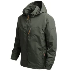 Hot OUKU Men's Hiking Jacket Hiking Windbreaker Outdoor Thermal Warm Waterproof Windproof Breathable Outerwear Trench Coat Top Full Length Visible Zipper Hunting Fishing Climbing Black Army Green Grey Khaki
