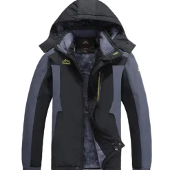 Outlet OUKU Men's Hiking Jacket Ski Jacket Hiking Windbreaker Fleece Winter Outdoor Windproof Breathable Hoodie Winter Jacket Top Single Slider Hunting Fishing Climbing Army Green Black Red Blue