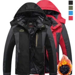 Outlet OUKU Men's Hiking Jacket Ski Jacket Hiking Windbreaker Fleece Winter Outdoor Windproof Breathable Hoodie Winter Jacket Top Single Slider Hunting Fishing Climbing Army Green Black Red Blue