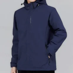 Sale OUKU Men's Hiking Jacket Waterproof Hiking Jacket Rain Jacket Winter Outdoor Thermal Warm Waterproof Windproof Warm Outerwear Windbreaker Trench Coat Full Length Visible Zipper Fishing Climbing Camping