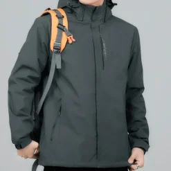 Sale OUKU Men's Hiking Jacket Waterproof Hiking Jacket Rain Jacket Winter Outdoor Thermal Warm Waterproof Windproof Warm Outerwear Windbreaker Trench Coat Full Length Visible Zipper Fishing Climbing Camping