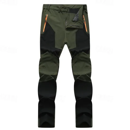 Sale OUKU Men's Hiking Pants Trousers Fleece Lined Pants Softshell Pants Winter Outdoor Thermal Warm Windproof Zipper Pocket Stretchy Pants / Trousers Bottoms Elastic Waist Black Fleece Hunting Army Green