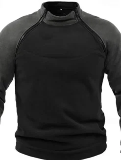 Sale OUKU Men's Hiking Sweatshirt Fleece Hoodie Tactical Hoodie Stand Collar Sports & Outdoor Daily Holiday Patchwork Color Block Yellow Red Blue Activewear Streetwear Sport Spring & Fall