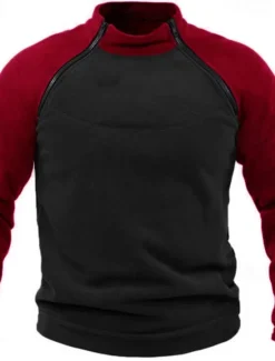 Sale OUKU Men's Hiking Sweatshirt Fleece Hoodie Tactical Hoodie Stand Collar Sports & Outdoor Daily Holiday Patchwork Color Block Yellow Red Blue Activewear Streetwear Sport Spring & Fall