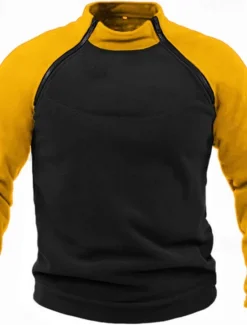 Sale OUKU Men's Hiking Sweatshirt Fleece Hoodie Tactical Hoodie Stand Collar Sports & Outdoor Daily Holiday Patchwork Color Block Yellow Red Blue Activewear Streetwear Sport Spring & Fall