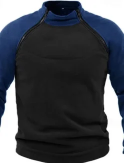 Sale OUKU Men's Hiking Sweatshirt Fleece Hoodie Tactical Hoodie Stand Collar Sports & Outdoor Daily Holiday Patchwork Color Block Yellow Red Blue Activewear Streetwear Sport Spring & Fall
