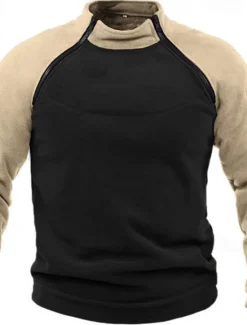Sale OUKU Men's Hiking Sweatshirt Fleece Hoodie Tactical Hoodie Stand Collar Sports & Outdoor Daily Holiday Patchwork Color Block Yellow Red Blue Activewear Streetwear Sport Spring & Fall