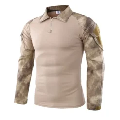 Online OUKU Men's Hiking Tee shirt Tactical Military Assault Combat Shirt Vintage Graphic Tee Long Sleeve Slim Fit Camo T Shirt with Zipper Sweatshirt Top Outdoor Quick Dry Lightweight Breathable Sweat wicking