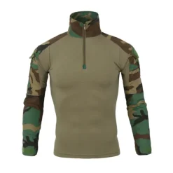 Online OUKU Men's Hiking Tee shirt Tactical Military Assault Combat Shirt Vintage Graphic Tee Long Sleeve Slim Fit Camo T Shirt with Zipper Sweatshirt Top Outdoor Quick Dry Lightweight Breathable Sweat wicking