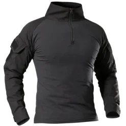 Online OUKU Men's Hiking Tee shirt Tactical Military Assault Combat Shirt Vintage Graphic Tee Long Sleeve Slim Fit Camo T Shirt with Zipper Sweatshirt Top Outdoor Quick Dry Lightweight Breathable Sweat wicking