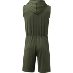 Best OUKU Mens Hooded Sleeveless Onesie Stretchy Jumpsuit Breathable Tight Onesies with Zipper