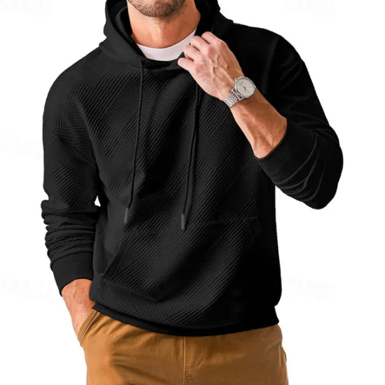 Sale OUKU Men's Hoodie Apricot Black Hooded Plain Jacquard Pocket Sports & Outdoor Daily Holiday Polyester Streetwear Basic Casual Summer Spring Clothing Apparel Hoodies Sweatshirts