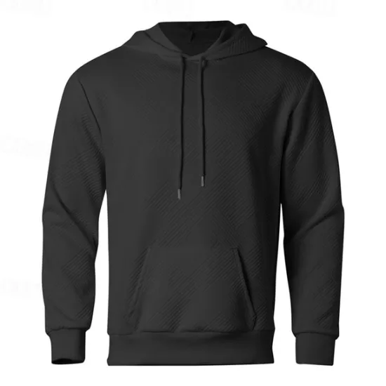 Sale OUKU Men's Hoodie Apricot Black Hooded Plain Jacquard Pocket Sports & Outdoor Daily Holiday Polyester Streetwear Basic Casual Summer Spring Clothing Apparel Hoodies Sweatshirts