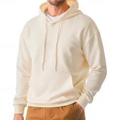 Sale OUKU Men's Hoodie Apricot Black Hooded Plain Jacquard Pocket Sports & Outdoor Daily Holiday Polyester Streetwear Basic Casual Summer Spring Clothing Apparel Hoodies Sweatshirts