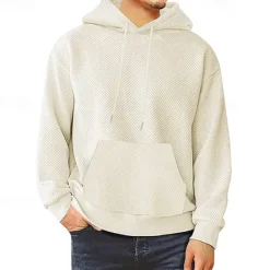 Sale OUKU Men's Hoodie Apricot Black Hooded Plain Jacquard Pocket Sports & Outdoor Daily Holiday Polyester Streetwear Basic Casual Summer Spring Clothing Apparel Hoodies Sweatshirts