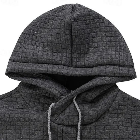Discount OUKU Men's Hoodie Apricot Black White Army Green Red Hooded Plain Jacquard Pocket Ribbed Textured Sports & Outdoor Daily Holiday Polyester Streetwear Basic Casual Spring & Fall Clothing Apparel Hoodies