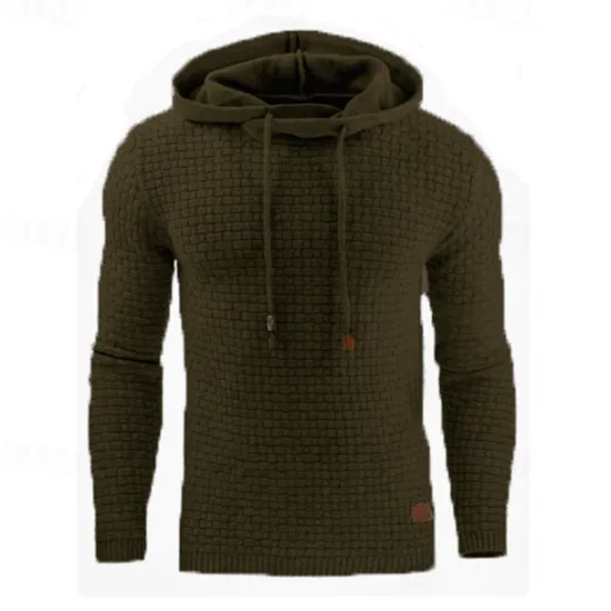 Discount OUKU Men's Hoodie Apricot Black White Army Green Red Hooded Plain Jacquard Pocket Ribbed Textured Sports & Outdoor Daily Holiday Polyester Streetwear Basic Casual Spring & Fall Clothing Apparel Hoodies