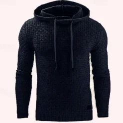 Discount OUKU Men's Hoodie Apricot Black White Army Green Red Hooded Plain Jacquard Pocket Ribbed Textured Sports & Outdoor Daily Holiday Polyester Streetwear Basic Casual Spring & Fall Clothing Apparel Hoodies