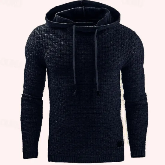 Discount OUKU Men's Hoodie Apricot Black White Army Green Red Hooded Plain Jacquard Pocket Ribbed Textured Sports & Outdoor Daily Holiday Polyester Streetwear Basic Casual Spring & Fall Clothing Apparel Hoodies
