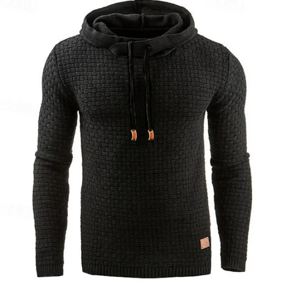 Discount OUKU Men's Hoodie Apricot Black White Army Green Red Hooded Plain Jacquard Pocket Ribbed Textured Sports & Outdoor Daily Holiday Polyester Streetwear Basic Casual Spring & Fall Clothing Apparel Hoodies