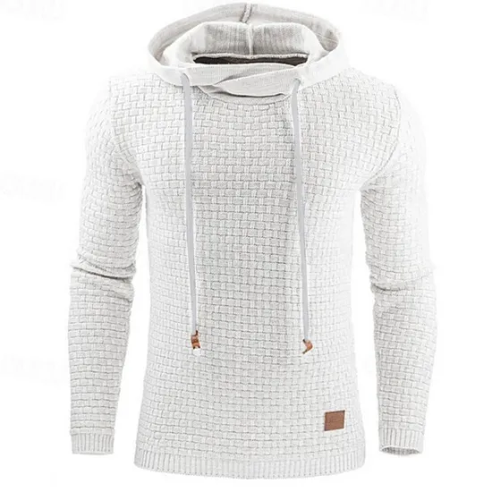 Discount OUKU Men's Hoodie Apricot Black White Army Green Red Hooded Plain Jacquard Pocket Ribbed Textured Sports & Outdoor Daily Holiday Polyester Streetwear Basic Casual Spring & Fall Clothing Apparel Hoodies