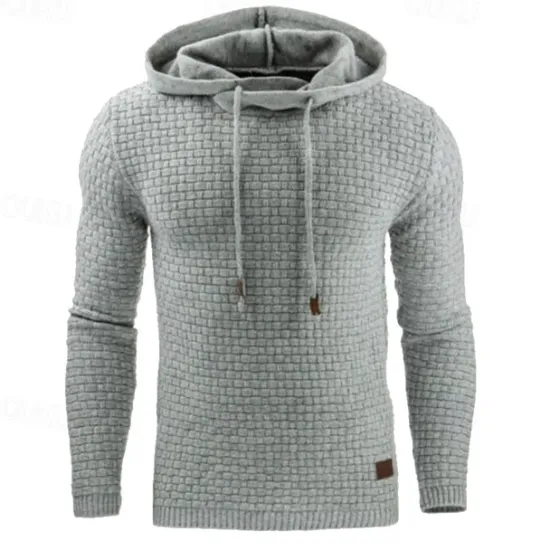 Discount OUKU Men's Hoodie Apricot Black White Army Green Red Hooded Plain Jacquard Pocket Ribbed Textured Sports & Outdoor Daily Holiday Polyester Streetwear Basic Casual Spring & Fall Clothing Apparel Hoodies