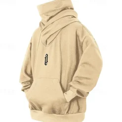 Sale OUKU Men's Hoodie Apricot Wine Brown Light Grey Hooded Plain Pocket Sports & Outdoor Daily Holiday Streetwear Basic Casual Spring & Fall Clothing Apparel Hoodies Sweatshirts