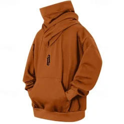 Sale OUKU Men's Hoodie Apricot Wine Brown Light Grey Hooded Plain Pocket Sports & Outdoor Daily Holiday Streetwear Basic Casual Spring & Fall Clothing Apparel Hoodies Sweatshirts