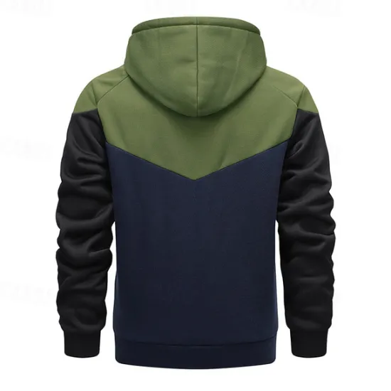 OUKU Men's Hoodie Hooded Color Block Patchwork Pocket Sports & Outdoor Daily Holiday Streetwear Basic Casual Spring & Fall Clothing Apparel Hoodies Sweatshirts Army Green