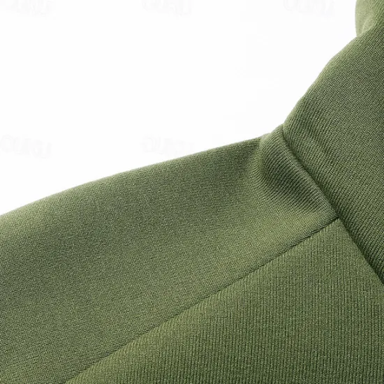 OUKU Men's Hoodie Hooded Color Block Patchwork Pocket Sports & Outdoor Daily Holiday Streetwear Basic Casual Spring & Fall Clothing Apparel Hoodies Sweatshirts Army Green