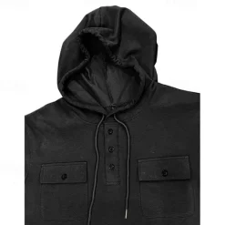 Online OUKU Men's Hoodie Black Army Green Green Dark Gray Coffee Hooded Plain Pocket Sports & Outdoor Daily Holiday Cotton Streetwear Basic Casual Spring & Fall Clothing Apparel Hoodies Sweatshirts