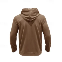 Online OUKU Men's Hoodie Black Army Green Green Dark Gray Coffee Hooded Plain Pocket Sports & Outdoor Daily Holiday Cotton Streetwear Basic Casual Spring & Fall Clothing Apparel Hoodies Sweatshirts