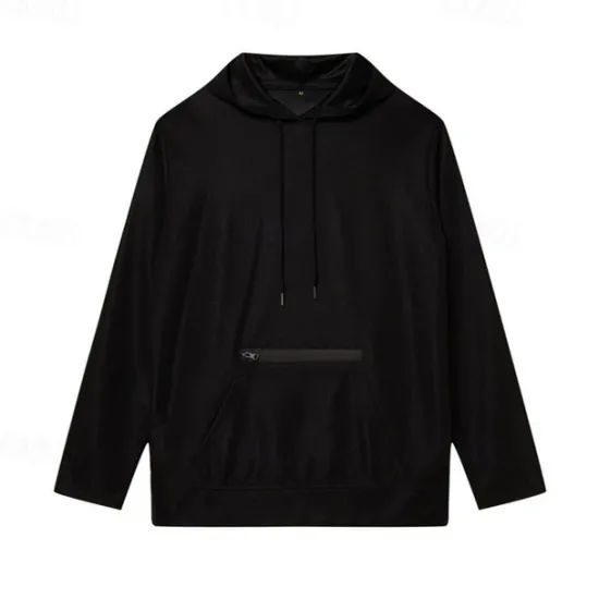 Hot OUKU Men's Hoodie Black Army Green Red Khaki Hooded Plain Ribbed Front Pocket Textured Sports & Outdoor Daily Holiday Streetwear Basic Casual Spring & Fall Clothing Apparel Hoodies Sweatshirts Long