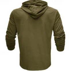 Online OUKU Men's Hoodie Black White Army Green Royal Blue Khaki Hooded Plain Sports & Outdoor Daily Holiday Cotton Streetwear Basic Casual Spring & Fall Clothing Apparel Hoodies Sweatshirts