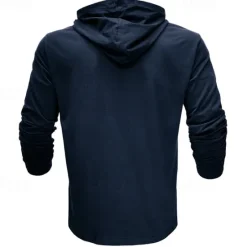Online OUKU Men's Hoodie Black White Army Green Royal Blue Khaki Hooded Plain Sports & Outdoor Daily Holiday Cotton Streetwear Basic Casual Spring & Fall Clothing Apparel Hoodies Sweatshirts