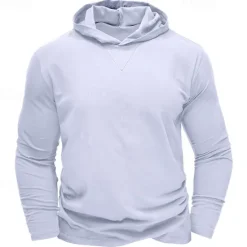 Online OUKU Men's Hoodie Black White Army Green Royal Blue Khaki Hooded Plain Sports & Outdoor Daily Holiday Cotton Streetwear Basic Casual Spring & Fall Clothing Apparel Hoodies Sweatshirts